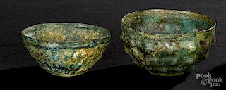 Two Roman bronze bowls
