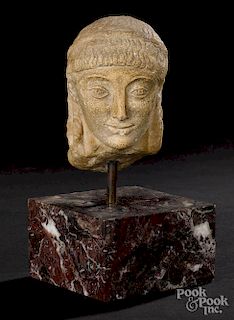Greek marble head of a korous