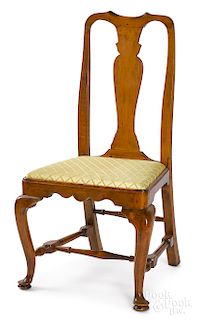 New England Queen Anne maple dining chair
