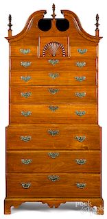 New England Chippendale walnut chest on chest