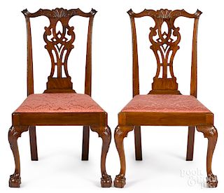 Pair of New York Chippendale dining chairs
