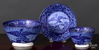 Historical Blue Staffordshire waste bowl, etc.