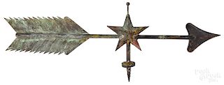 Copper arrow and star weathervane
