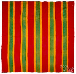 Red, orange and green bar quilt