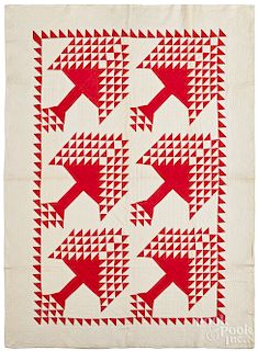 Red and white tree of life quilt