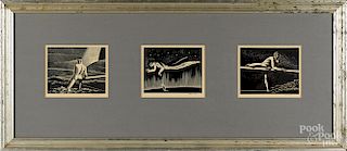 Rockwell Kent, three signed wood engravings