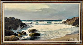 Robert William Wood, oil on canvas coastal scene