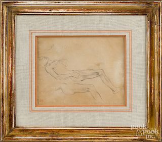 Eugene Delacroix, reclining male nude