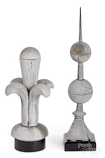 Two architectural zinc roof finials
