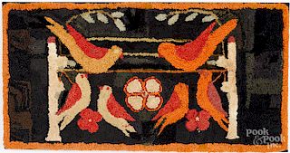 Vibrant bird hooked rug, early 20th c.