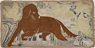 Large sporting dog hooked rug, late 19th c.