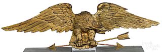 Carved and gilded spread winged eagle plaque