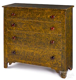 New England painted pine chest of drawers, 19th c