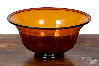 American blown amber glass footed bowl, 19th c.