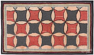Geometric hooked rug, late 19th c.