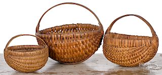 Three splint melon baskets, 19th c.