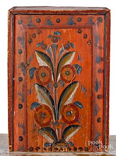 Scandinavian painted pine slide lid box, 19th c.
