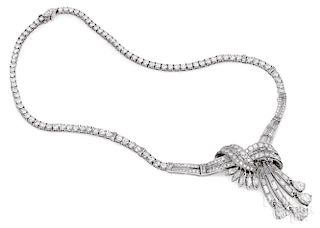 Mid-century platinum and diamond necklace