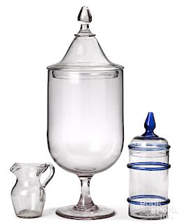 American blown colorless glass apothecary jar, et