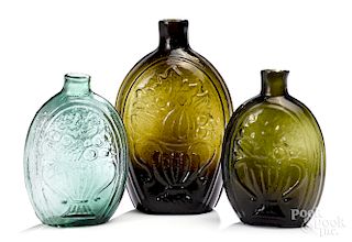 New England Historical cornucopia glass flasks