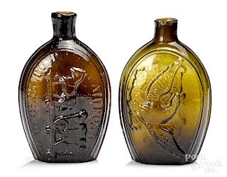 Two Historical glass flasks, ca. 1830
