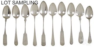 Large collection of American silver serving spoon