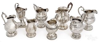 Collection of eight creamers, 19th c., etc.