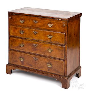 George II burl veneer chest of drawers, ca. 1760