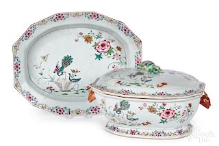 Chinese export porcelain rose tureen and undertra