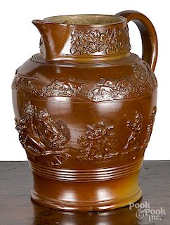 Large salt glaze stoneware pitcher, 19th c.