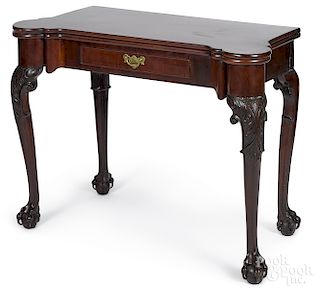 George III carved mahogany turret top card table