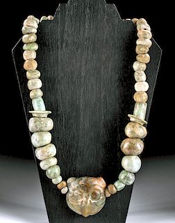 Maya Stone Bead Necklace with Owl Pendant