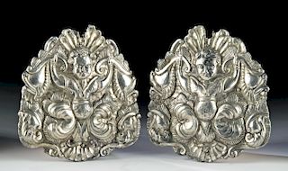 Beautiful 19th C. Spanish Colonial Silver Plaques (pr)