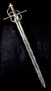 16th C. Spanish Steel Flame-Bladed Espada Ropera Sword