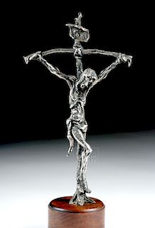 Signed Gib Singleton Silver Crucifix, Bowed Cross