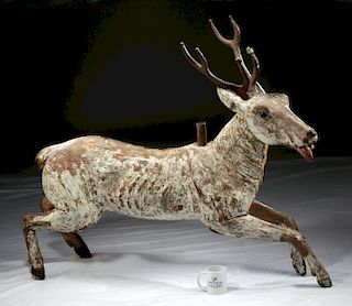 19th C. American Wood / Iron Carousel Figure - Deer