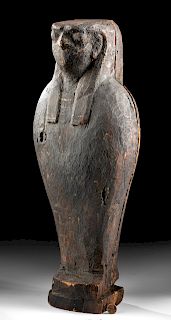 Egyptian Late Period Painted Wood Falcon Sarcophagus
