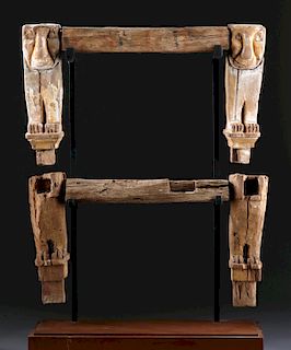 Egyptian Late Dynastic Wood Chair Legs w/ Lions