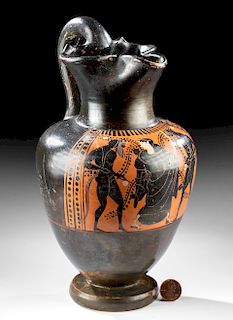 Greek Attic Black Figure Oinochoe - Satyrs & Maenad