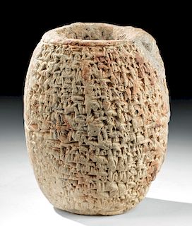 Translated Babylonian Clay Cuneiform Barrel Cylinder