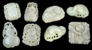 (8) Pcs. Chinese Qing carved jade pendants.