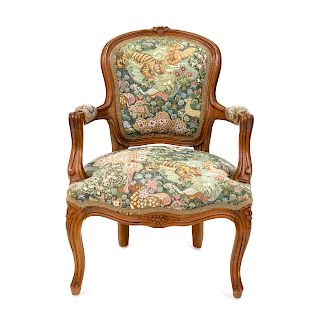 A Louis XV Style Carved Mahogany Diminutive Fauteuil
20TH CENTURY
Height 23 1/2 inches.