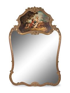 A Louis XV Style Giltwood Trumeau Mirror 
Height 62 x width 40 1/2 inches.