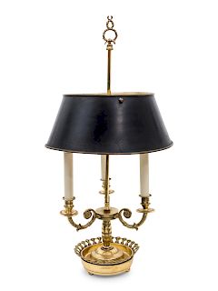 A Gilt Metal Three-Light Bouillotte Lamp
Height