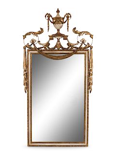 A Neoclassical Style Painted and Parcel Gilt Mirror