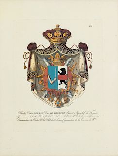 A Group of Four Decorative Prints Depicting the Armorial Shields of French Families