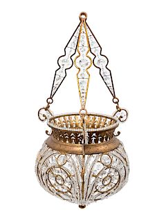 A Gilt Metal, Cut and Beaded Crystal Chandelier