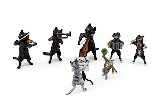 A Group of Vienna Cold Painted Feline Musicians
Height of tallest 3 inches.