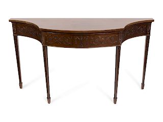A Pair of George III  Style Mahogany Console Tables
Height 33 x width 59 1/2 x width 18 inches.