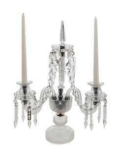 A Cut Glass Three-Light Candlelabrum
Height 19 inches.